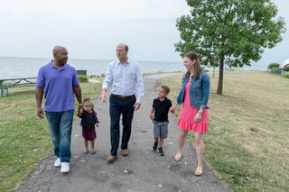 Kevin Hertel walking with family